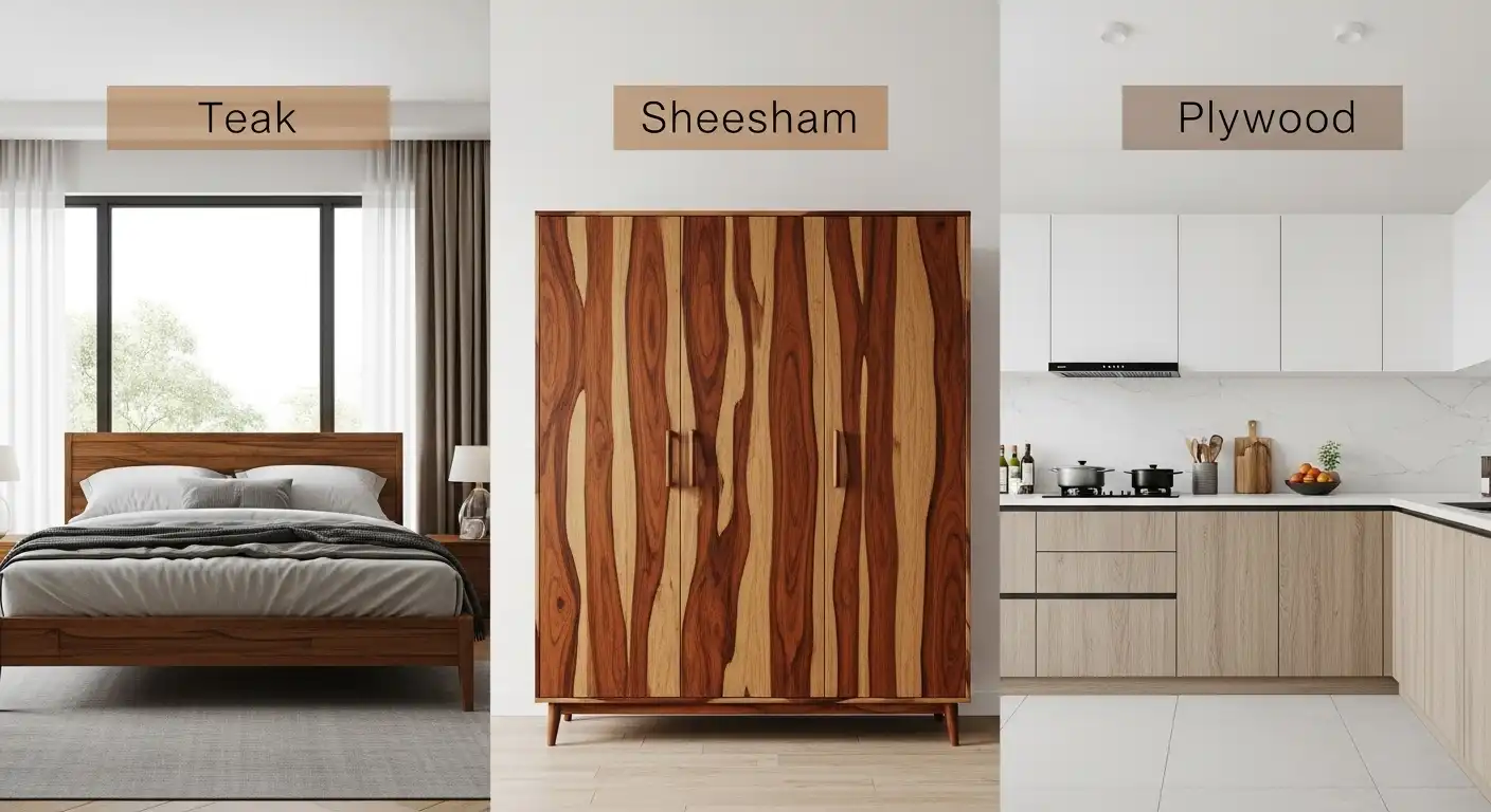 Banner Difference Between Teak, Sheesham, and Plywood 