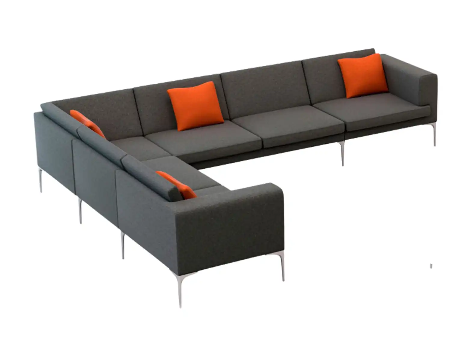 office modular sofa in grey color with red pillows