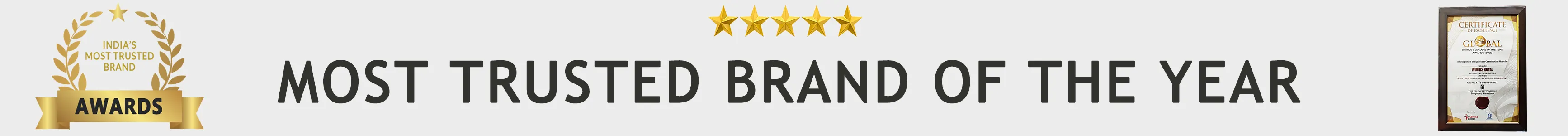 Woods Royal - Most Trusted Brand Of The Year Award Banner.