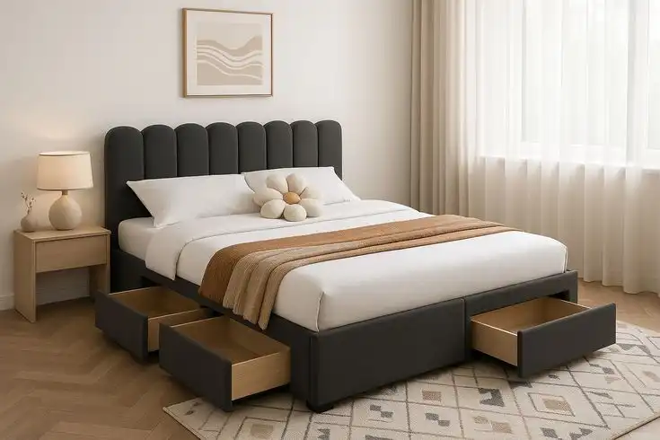 Bed With Side Drawers manufactured in Bangalore