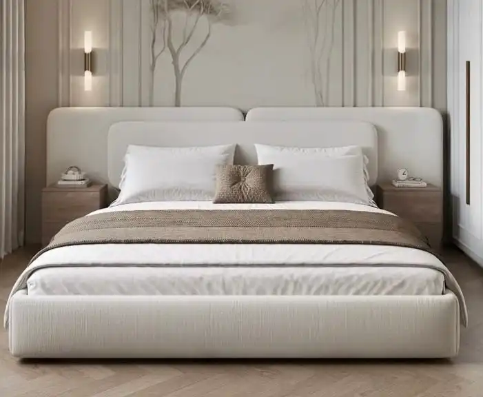 Ivory Pleated Bed manufactured in Bangalore