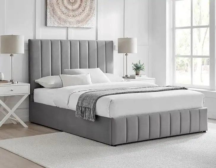 Light Grey Tuffed Bed manufactured in Bangalore