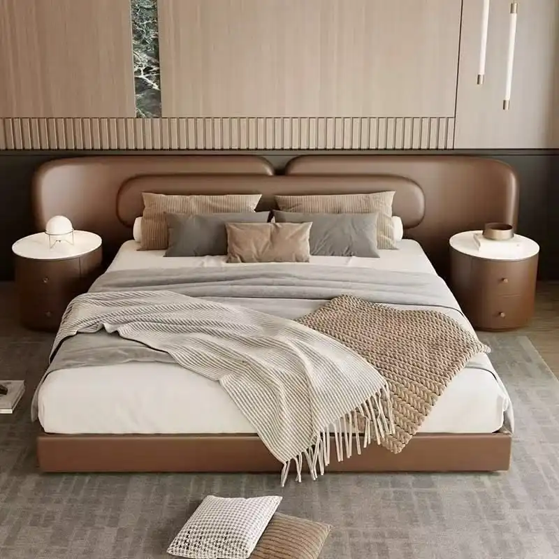 Tan Curved Storage Bed manufactured in Bangalore