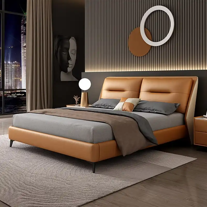Tan Leather Wingback Bed manufactured in Bangalore