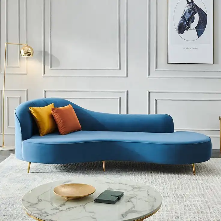 Blue Curved Diwan Sofa manufactured in Bangalore