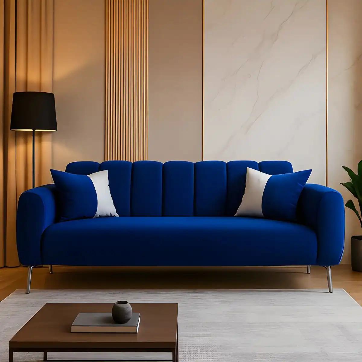 Navy Blue Tufted Sofa manufactured in Bangalore