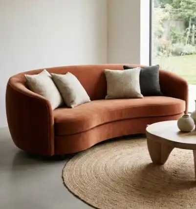 Orange Curved Sofa manufactured in Bangalore