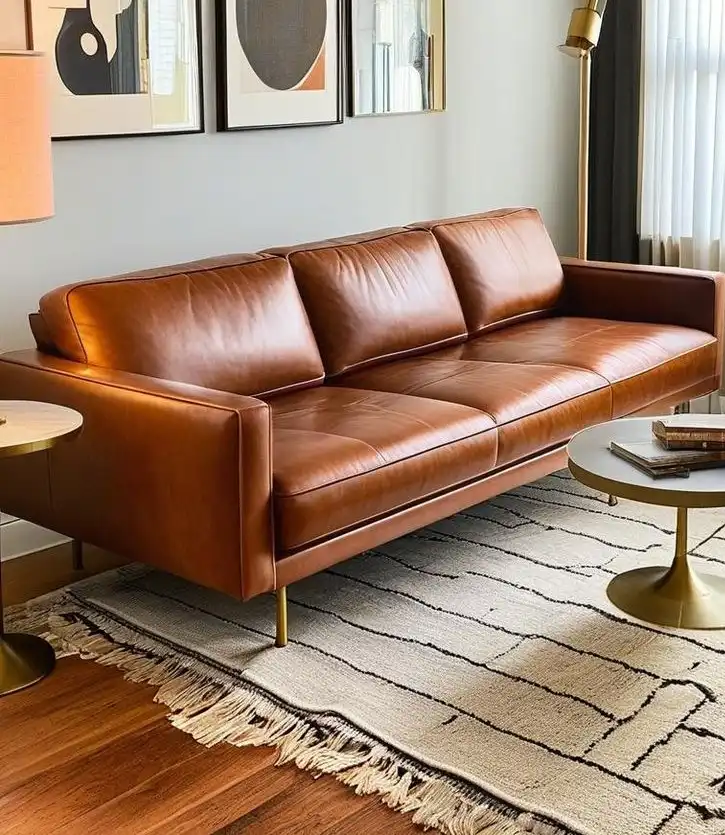 Premium leather sofa manufactured by WoodsRoyal in Bengaluru