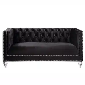 Tuxedo Arm - Black Velvet Love Seat - Woods Royal