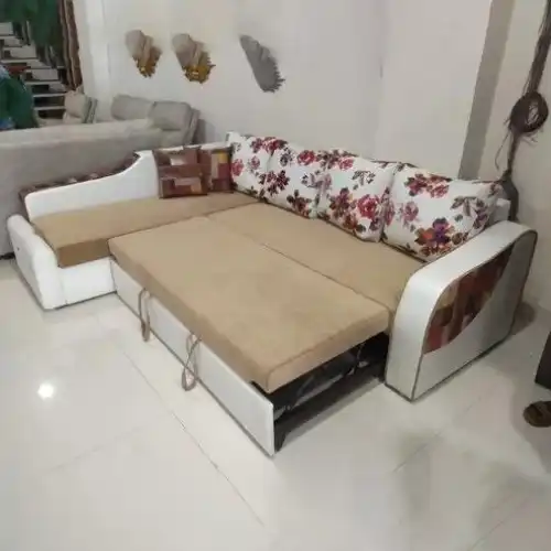 Flozy White Sofa Bed with Lounger - Woods Royal